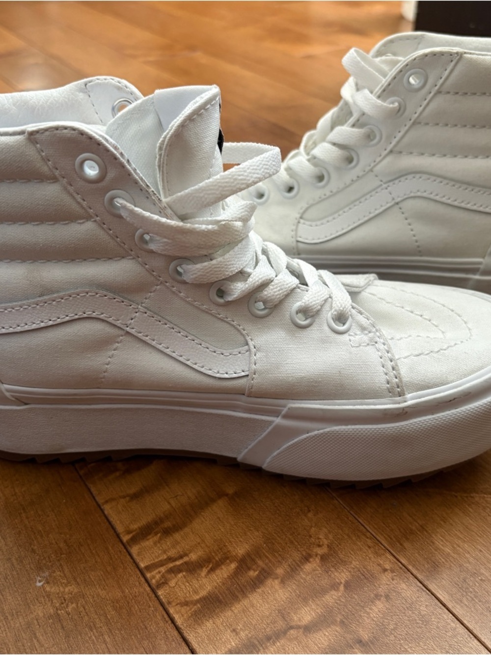 Vans Off The Wall White High-Top Platform Sneakers  Unisex Size 6.5 Women 5 Men